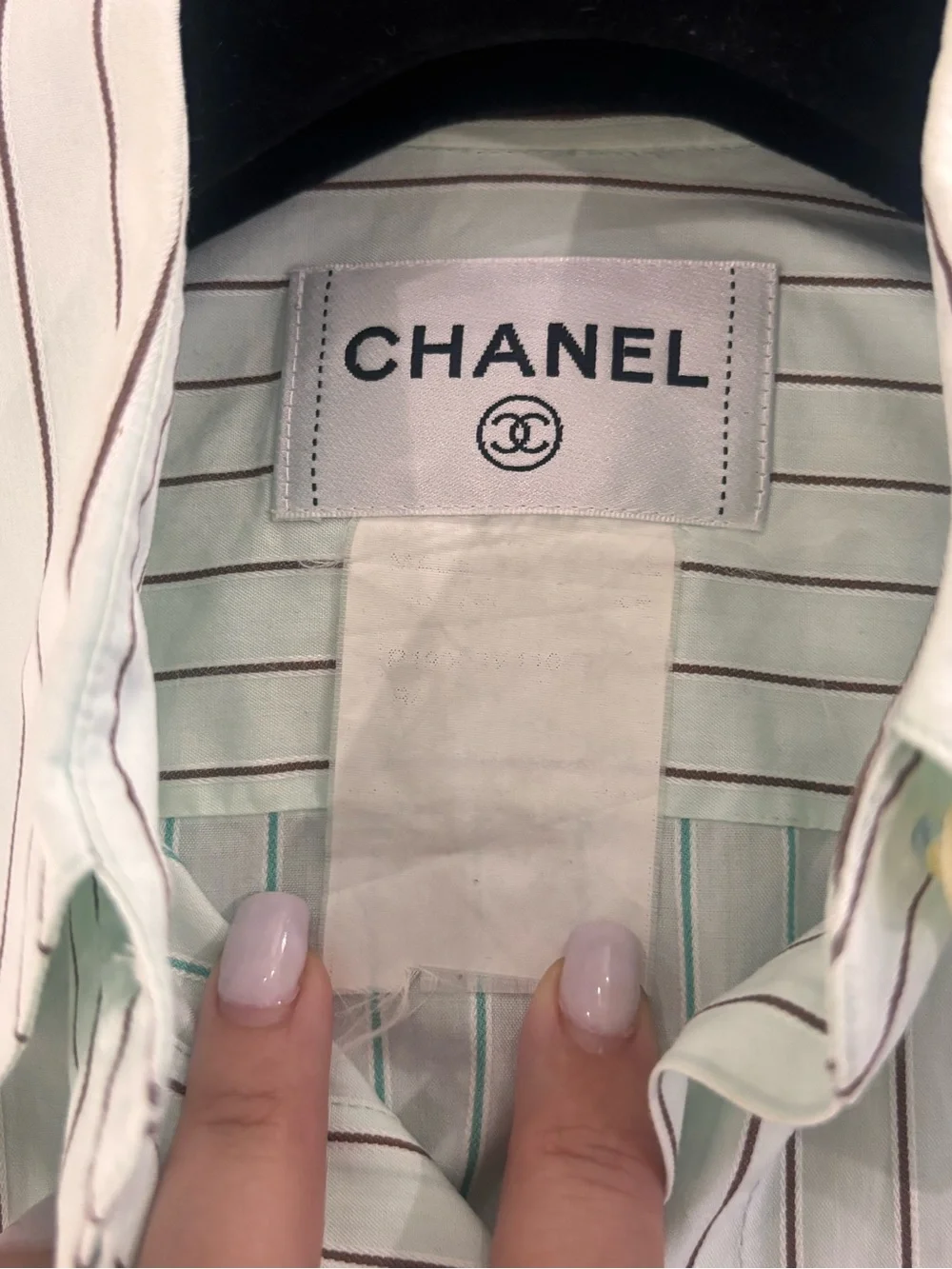 Authentic CHANEL sleeves formal stripes office top 36cm